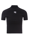 Alexander Wang Logo Patch Stretch Jersey T-shirt In Black