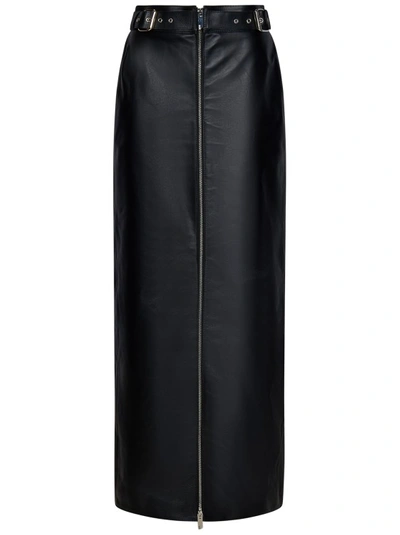Gcds High Waist Leather Skirt In Black