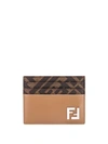 FENDI FF FABRIC AND LEATHER CARD HOLDER