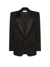 Saint Laurent Slim-fit Satin-trimmed Grain De Poudre Wool Tuxedo Jacket In Black