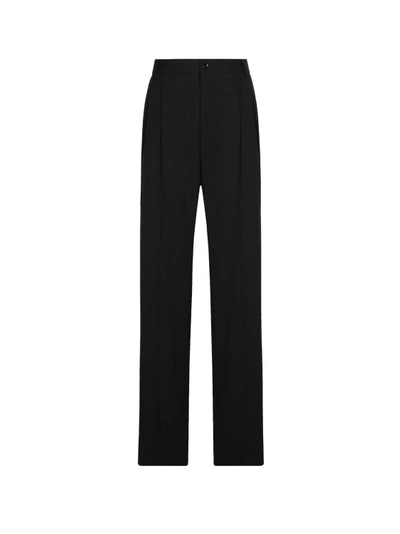 DOLCE & GABBANA STRETCH WOOL FLARE TROUSER WITH FRONTAL PINCES