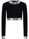 MOSCHINO BLACK KNIT LONG-SLEEVED CROPPED TOP