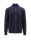 Giorgio Armani Ribbed Zip-up Wool Sweater In Blue