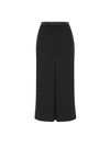 SAINT LAURENT WOOL SKIRT WITH LEATHER PROFILES