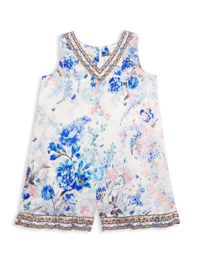 Camilla Little Girl's & Girl's Frill Hem Playsuit In Blue Multi