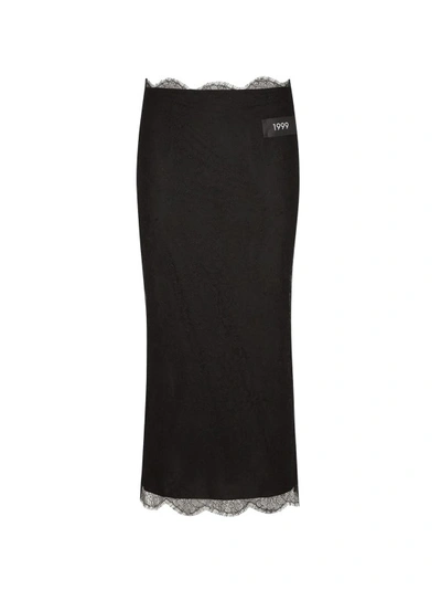 DOLCE & GABBANA CHANTILLY LACE SKIRT WITH REMOVABLE LINING