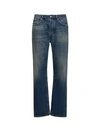 BURBERRY COTTON JEANS WITH LEATHER LOGO PATCH