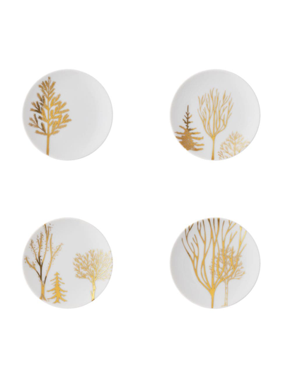 Rosenthal Tac Festive Trees 4-piece Canape Plates Set In Gold White