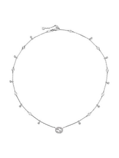 Gucci Interlocking G Diamond Necklace In White