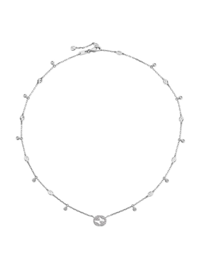 Gucci Women's Interlocking G 18k White Gold & 0.27 Tcw Diamond Station Necklace
