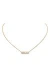 Messika Baby Move 18k Pink Gold Diamond Pave Necklace In Yellow Gold