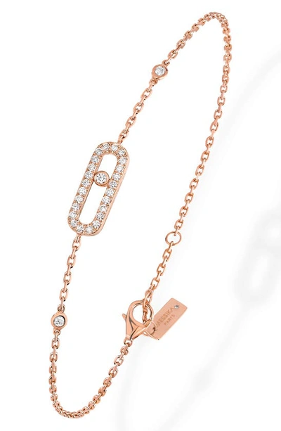 Messika Move Uno 18-karat Rose Gold Diamond Bracelet In Pink