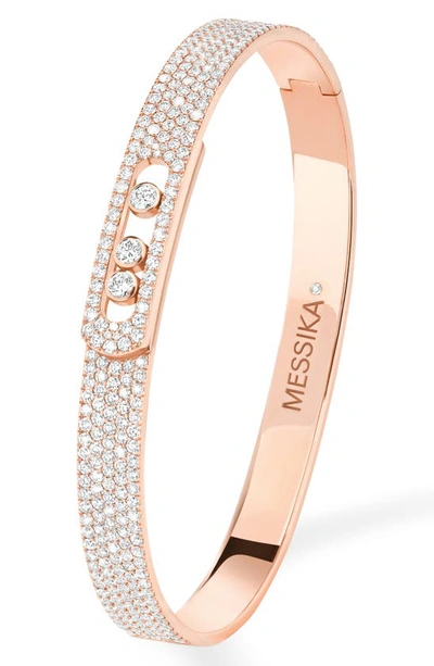 Messika Womens Pink Move Noa Small Pave 18ct Gold And 1.45ct Diamond Bangle Bracelet