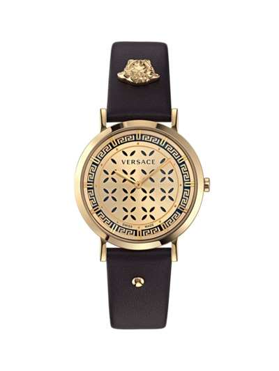 Versace Men's  New Generation Ip Yellow Gold & Leather Strap Watch/36mm