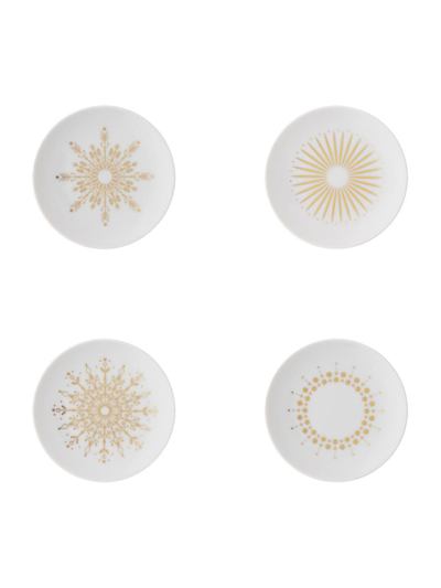 Rosenthal 4-piece Iconic Tac Canape Plates In Gold White