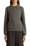 Khaite Joey Collar Cashmere Blend Sweater In Grey