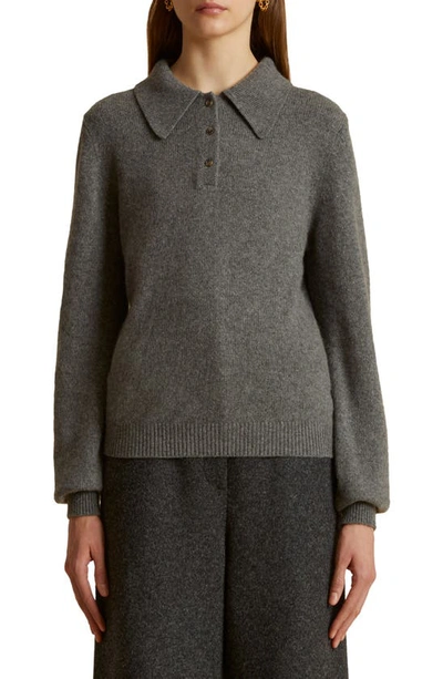 Khaite Joey Collar Cashmere Blend Jumper In Grey