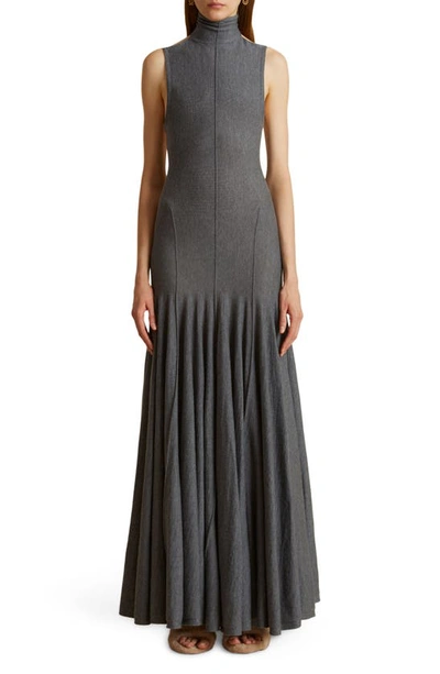 Khaite Romee Open-back Wool Maxi Dress In Grey