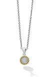 Lagos 18k Yellow Gold & Sterling Silver Diamond Cluster Bead Frame Pendant Necklace, 16-18 In Gold/silver