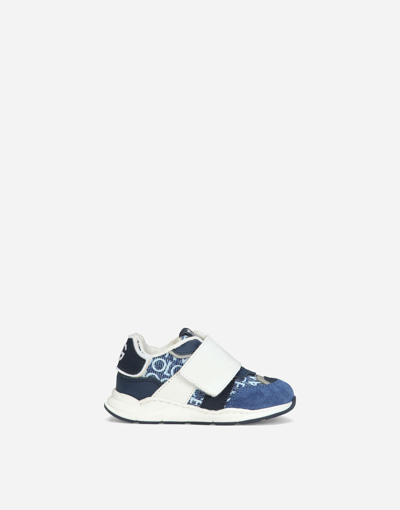 Dolce & Gabbana Babies' Mixed-material Air Master Trainers In Denim