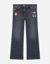 Dolce & Gabbana 5-pocket Denim Pants With Embroidery In Multicolor