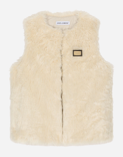 Dolce & Gabbana Faux Fur Gilet In White