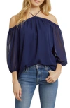 1.STATE OFF THE SHOULDER SHEER CHIFFON BLOUSE