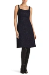 St John Square-neck Leopard Paillette Knit Sleeveless A-line Dress In Purple