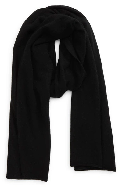 Vince Boiled Cashmere Knit Scarf In Black