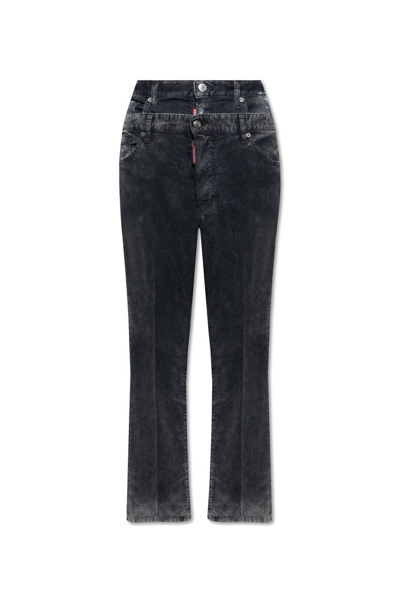 Dsquared2 Mid-rise Corduroy Trousers In Black