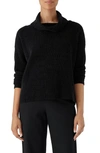 Eileen Fisher Missy Organic Cotton Chenille Turtleneck Sweater In Black