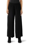 Eileen Fisher Missy Silk Georgette Crepe Wide-leg Ankle Pants In Black