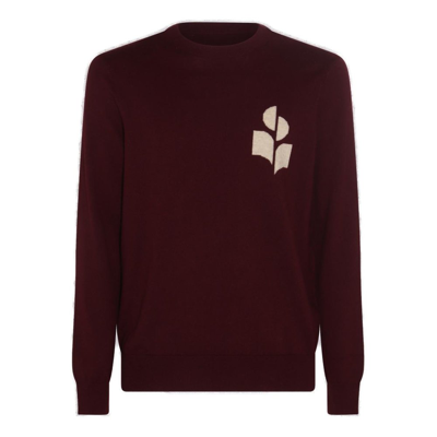 Isabel Marant Logo Intarsia Crewneck Knitted Jumper In Red
