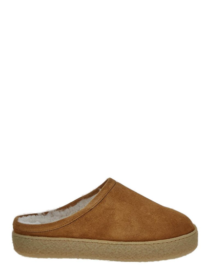 Isabel Marant Shearling Suede Mules In Brown