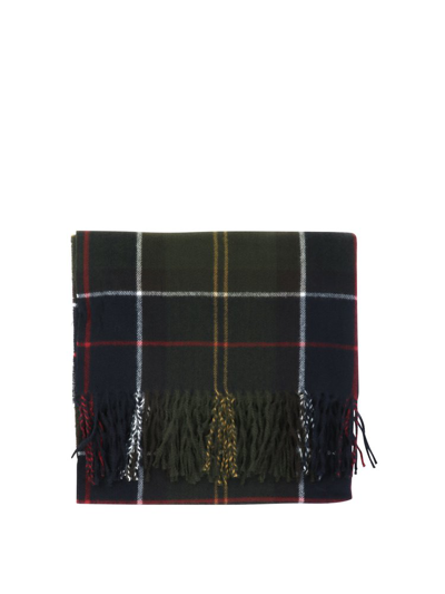 Barbour Checked Fringed Edge Scarf In Multi
