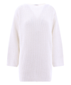 Ferragamo Oversize Ribbed Cotton Sweater In White