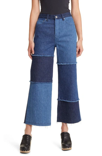 Rails Getty Paneled Wide-leg Crop Jeans In Indigo Patchwork
