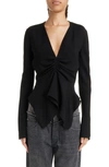 ISABEL MARANT ULIETTA CENTER RUCHED CREPE BLOUSE