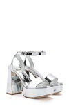 Larroude Dolly Metallic Leather Platform Ankle-strap Sandals In Silver