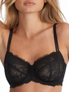 Camio Mio Lace Unlined Side Support Bra In Black On Black