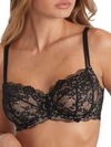 Camio Mio Lace Unlined Side Support Bra In Hazel,black