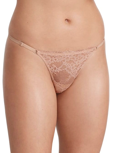 Camio Mio Adjustable Lace G-string In Maroon,barely There