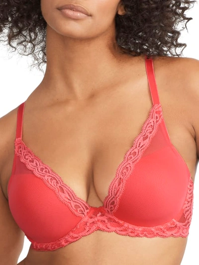 Natori Feathers Plunge Bra In Hibiscus