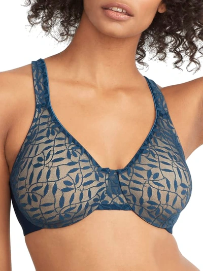 Olga Sheer Leaves Minimizer Bra 35519 In Deep Teal