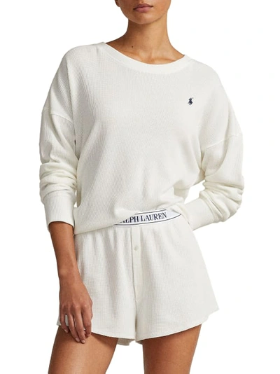 Polo Ralph Lauren Sweatshirt Knit Pajama Set In Ecru
