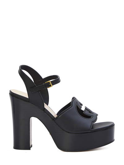 Gucci Interlocking G Leather Platform Sandals In Black