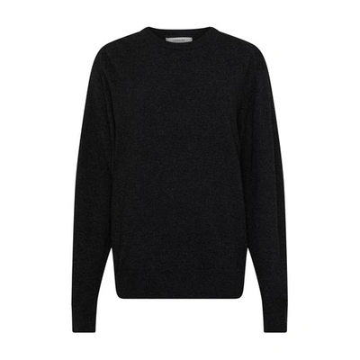 Lemaire Black Crewneck Sweater In Anthracite