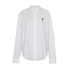 Ami Alexandre Mattiussi Embroidered Cotton Oxford Shirt In Natural_white
