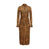 Altuzarra Claudia Feather Print Ruched Long Sleeve Shirtdress In Golden_ochre_feather