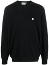 Carhartt Embroidered-logo Cotton Sweatshirt In Black,silver